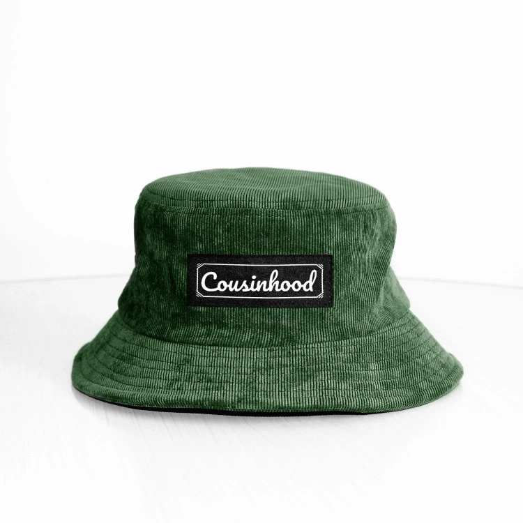 High Quality Fashion custom logo green corduroy bucket hat