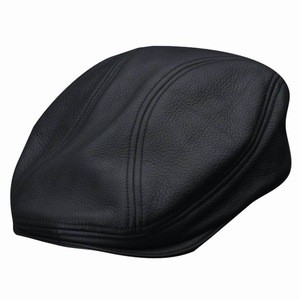 High quality leather material ivy cap with satin lining