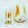 High quality orange and green custom different style cheap clear murano glass cylinder vase made in china