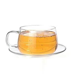 hign borosilicate double wall Glass Tea and Coffee Cup with Saucer