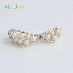 Hollow pearl bow knot bobby pin frog Buckle snap clips BB hairpins hair snap clips accessories ornament headdress hairgrips crab