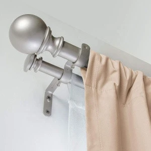 Home Decoration Accessories 1&quot; Double Extendable Standard Decorative Rods Round Finials Window Curtain Pole