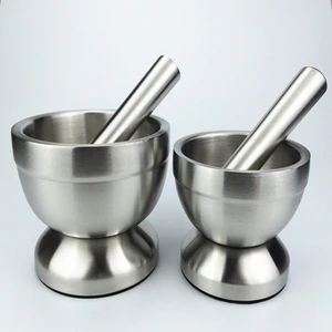 Home kitchen tools Grinder Bowl stainless steel Mortar and Pestle Set with Cover