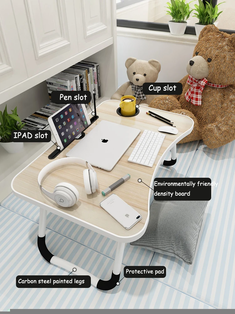 Home Multifunctional MDF Wooden Portable Adjustable Foldable Cheap Price Laptop Table for bed