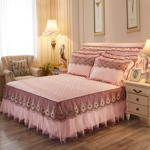 home polyester decorative bed skirt with princess style