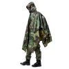 Hooded Rain Poncho Camouflage Tactical Emergency Raincoat for Patrol and Combat with front zipper