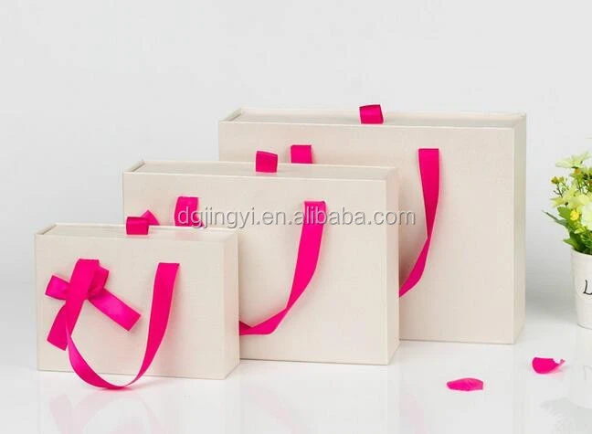 Hot beautiful white cardboard drawer storage paper gift box with handle