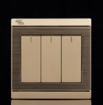 hot electrical eu wall switch safe high quality light switch stainless brushed 3 gang 1 way wall switch