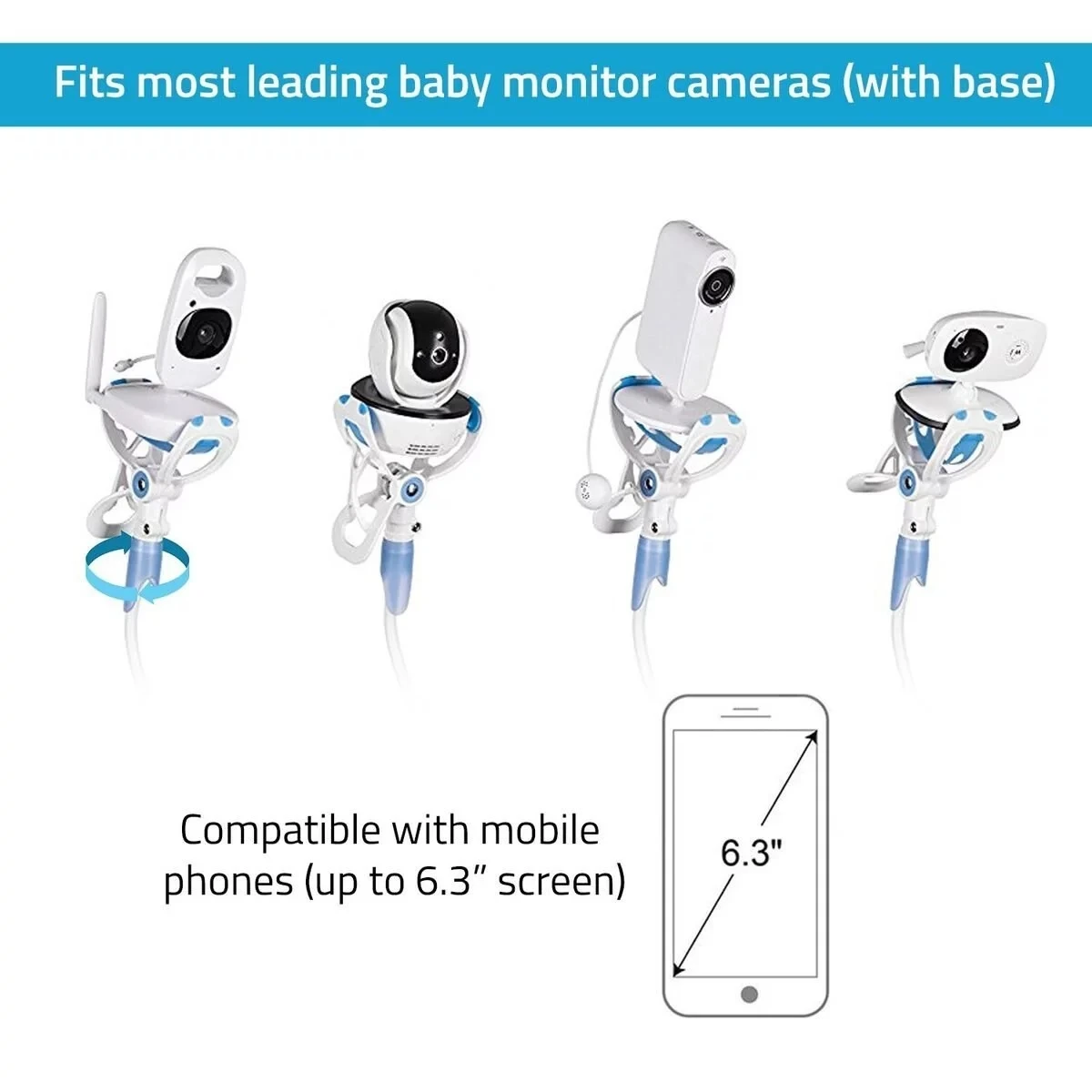 Hot Sale Flexible Baby Nursery Camera Stand 85CM Monitor Holder Mount With Lazy Phone Holder Clip
