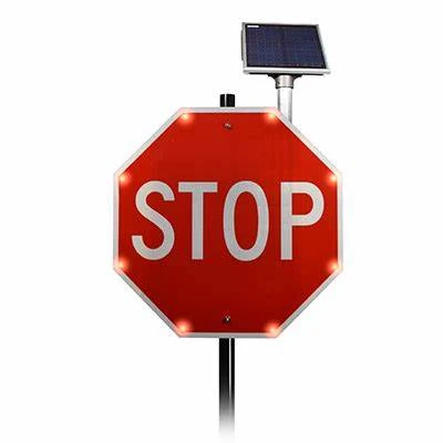 hot sale octagonal solar powered traffic road led flashing stop signs
