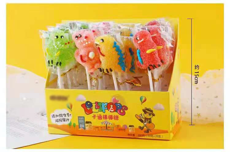 Hot selling customized packaging gummy sweet fruity flavor soft jelly chewy lollipop candy