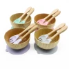 Hot Selling Food Grade Supply Beech Food Silicone Baby Suction Bowl Set