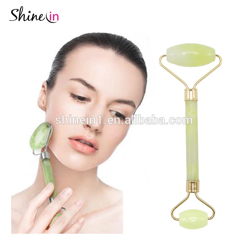 Hot Selling Handheld Double Head Jade Roller Anti Aging Facial Jade Massager Natural Facial Jade Roller for Face