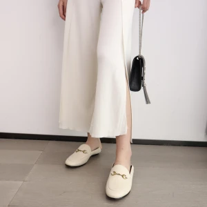 hot selling slit  silk and cotton blended casual loose wide Leg women Pants