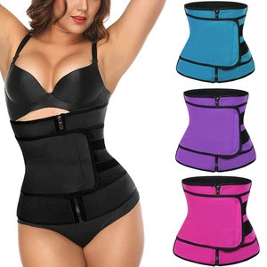 Hot Selling  Zipper Front Black Waist Trainer Neoprene Waist Body Shaper For Women Slimming