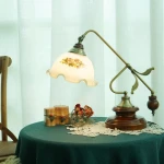 Hotel decorate vintage Bedside Lamp Green wood base Table lamps