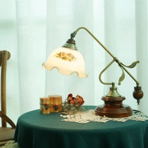 Hotel decorate vintage Bedside Lamp Green wood base Table lamps