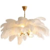 Hottest Modern Large Hanging Lighting Pendant Lamp Brass Chandelier With Ostrich Feathers