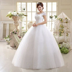 In Stock Red Bridal Wedding dress Ball Gown Sequins Cap Sleeves Lace Cheap Wedding Dresses made In China
