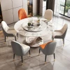 Italian Slate Round Dining Table And Chair Combination Modern Gold Stainless Steel Base Marble Dining Table