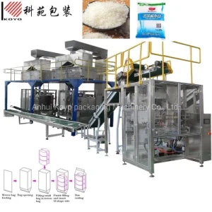 Kyb110 Automatic 0.5-1-5kg Rice Bags-in-Plastic Bag/Pouch Baler Primary and Secondary Bag Packing Machine Line for Filling Sealing Packaging