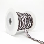 L135 Decorative chainmail chain purple rhinestone hotfix trimming