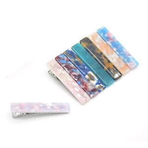 Latest design hot selling popular long colorful barrettes acetic acid resin hairpin