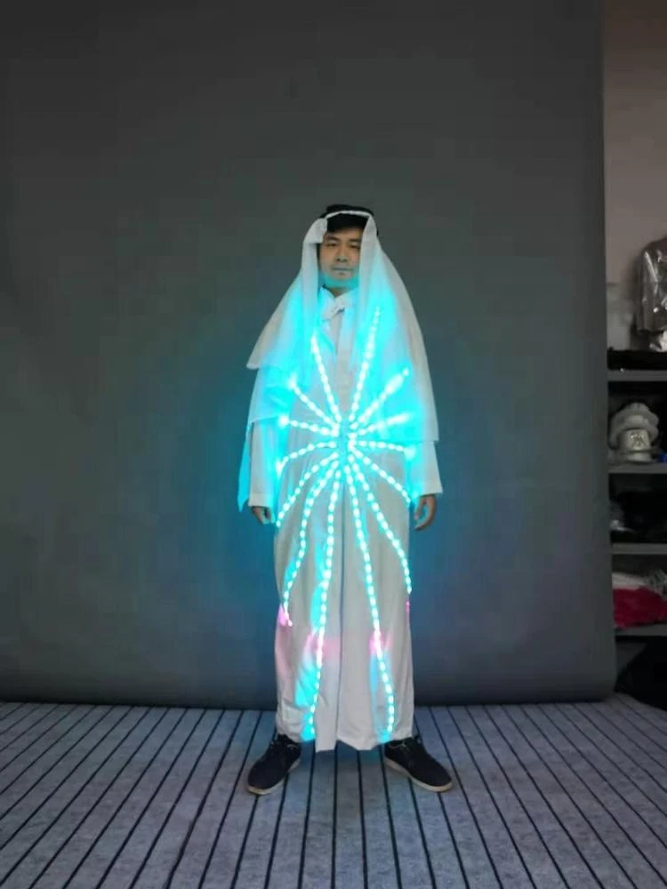 LED light up Dubai clothes Arab performance costumes colorful Sun Shape clothes DJ Bar Club Party dance wear luminous clothing
