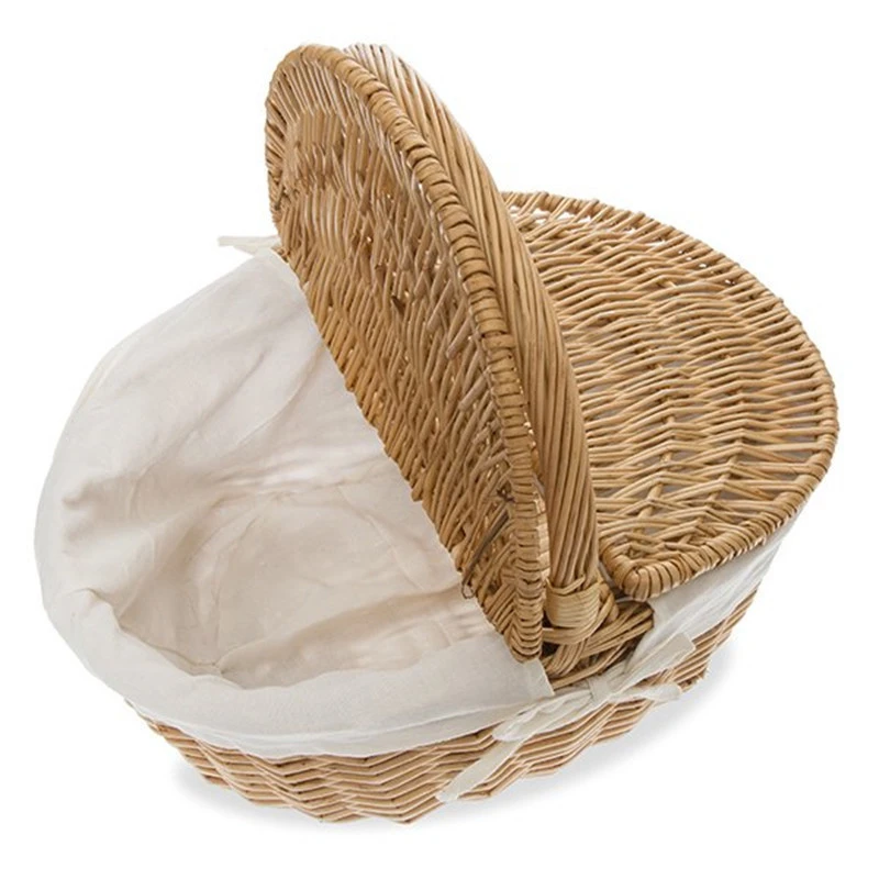 Linshu Factory Eco-friendly Natural Oval Wine Wicker Picnic Basket with Handle