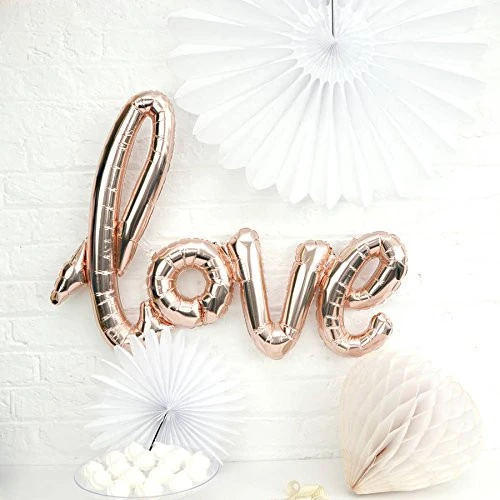 Love Balloon Gold Letter Banner Writing Script Handwriting Decorations Valentines Wedding Romantic Gifts Balloon