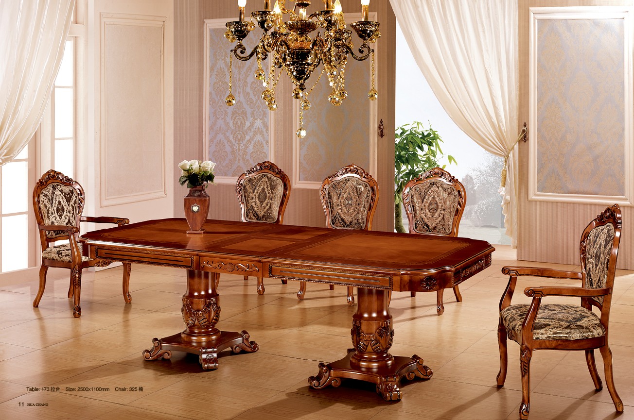 Luxury design dining room furniture wooden table top sale solid wood dining table