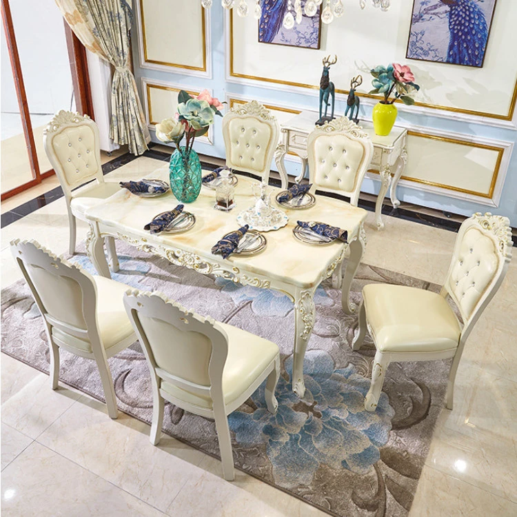 Made in China white color dining room furniture table sets