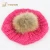 Import Manufacturer Jtfur Real Raccoon Fur Pom Pom For Women Red Knitted Beret from China