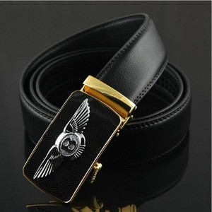 Men&#39;s Real Leather Ratchet Dress Belt with Automatic Buckle