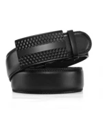 Men's Solid Buckle with Automatic Ratchet Leather Belt 35mm Wide 1 3/8"