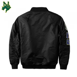Mens Bomber Jacket With Pocket Custom Design Mens Black Plain Coat In Gold Slim Fit Appliques Jacket With Your Private Label