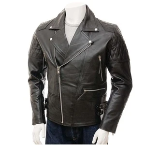 Mens Fashion Leather Jacket in Vintage look