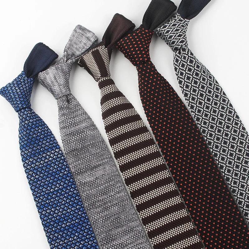 Mens Ties Accessories Narrom Slim Knit Tie Pattern Stripe Dotted Checked Knitted Neckties