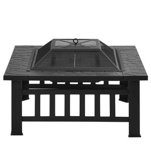 Merax BBQ fire pit with grill grate, fire bowl with spark protection for BBQ metal fire basket