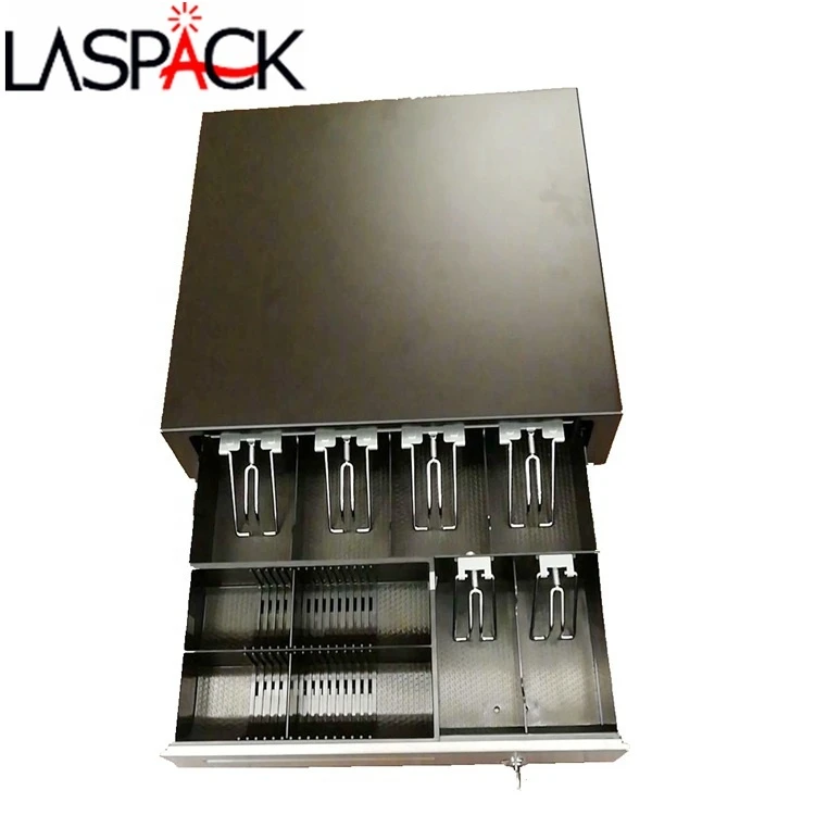 Metal supermarket mini manual push open portable cash box register drawer safe lock pos system   420