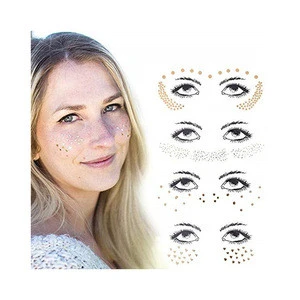 Metallic Shiny Temporary Water Transfer Face Tattoo Sticker for Professional Make Up Dancer