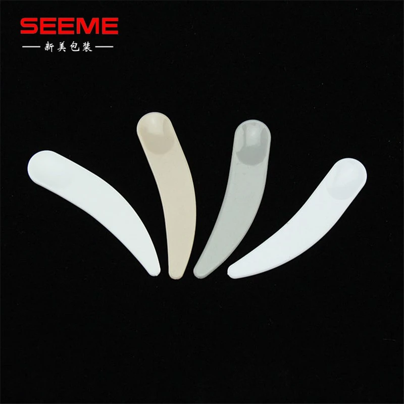 Mini White Cosmetic Spatula Face Cream Plastic Spoons