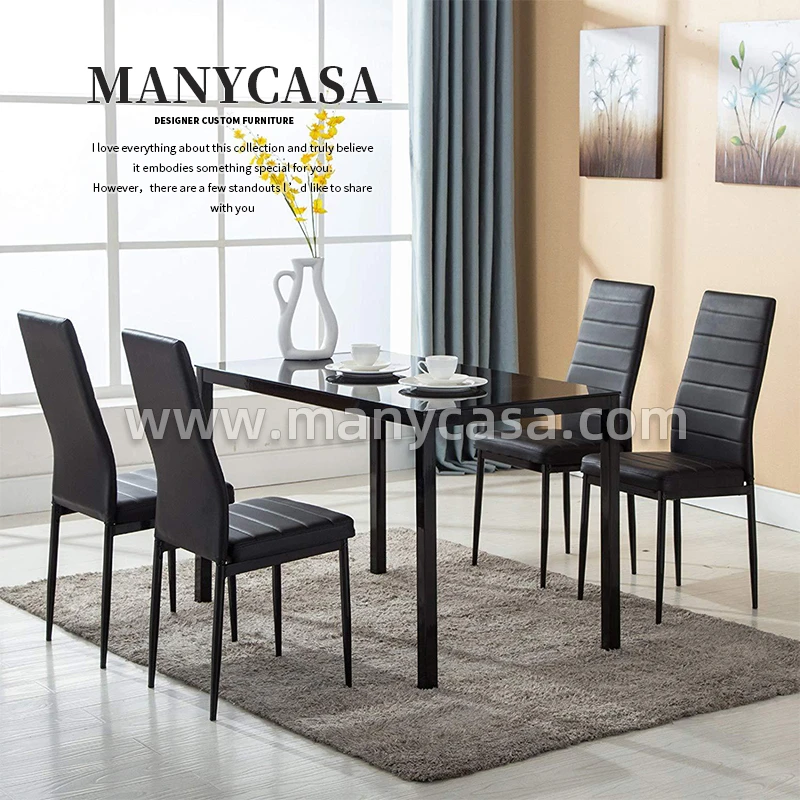 Modern Dining Table Dining Table Set 4 Chair 6 Chair Glass Metal Kitchen Room Breakfast NEW