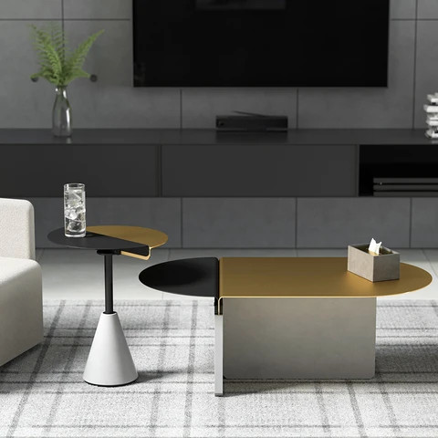 Buy Modern Nordic Style Design Oval Gold And Black Living Room Coffee ...