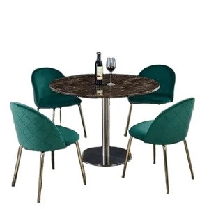 MODERN Simplicity dining tables and chairs set fabric chairs with Marble round table
