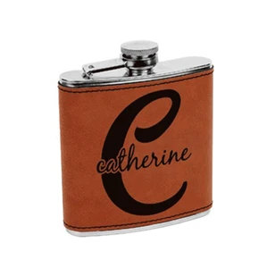 Monogram Personalized Leatherette Wrapped Stainless Steel Hip Flask