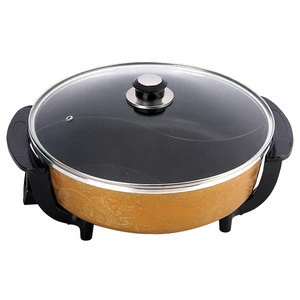 Multi-function 45CM Electric skillet pan pizza grill Frying Heat round couple pan with certification