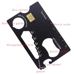Multi-function Lifesaving Accessories 11 in 1 Saber Card Camping Survival Tool Metal Survival blank Metal chip credit card blank