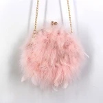 Myfur Women Lady Fashion Ostrich Fur Turkey Feather Party Bag Fur Shoulder Bag