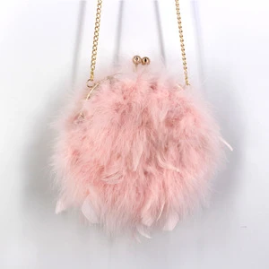Myfur Women Lady Fashion Ostrich Fur Turkey Feather Party Bag Fur Shoulder Bag